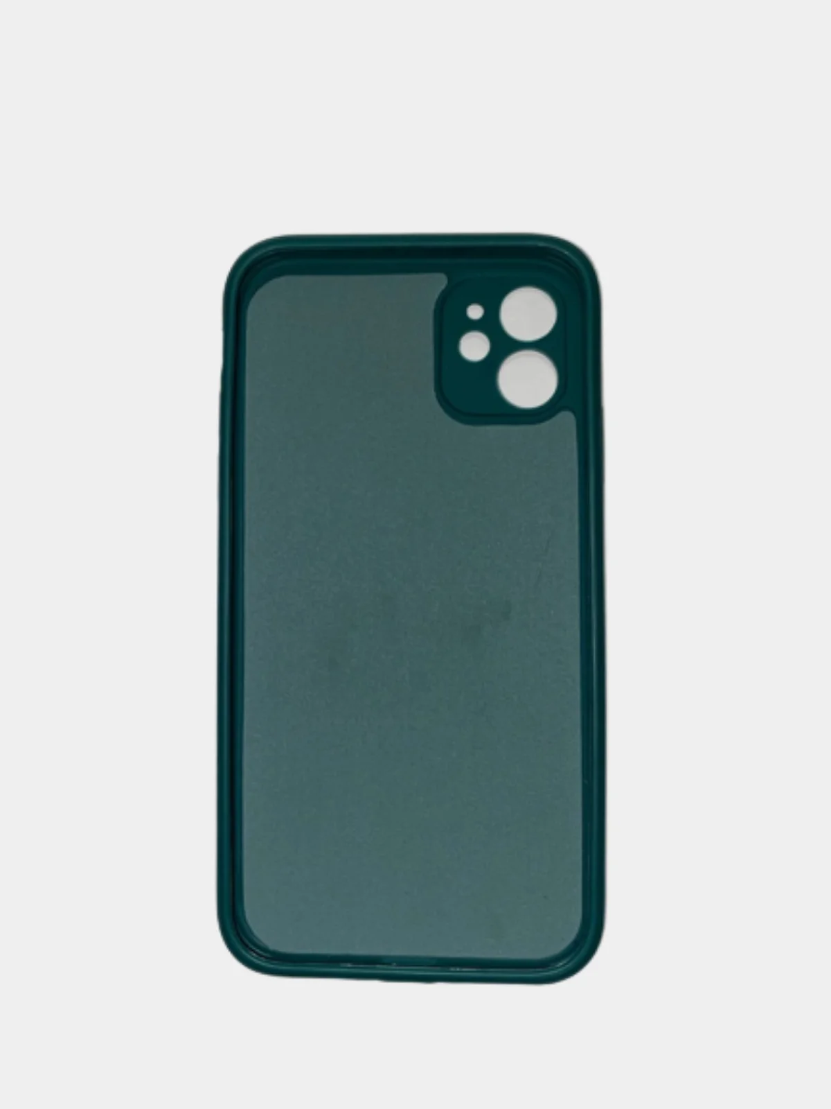 Тёмно-зелёный чехол силиконовый с защитой камеры для iPhone 11 с бархатной подкладкой
