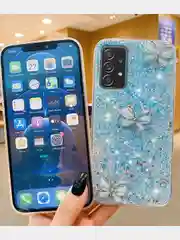 Голубой чехол Shine "Бабочка" для Samsung A22s 5G, A51, A12, A32 4G, S20 FE, S21