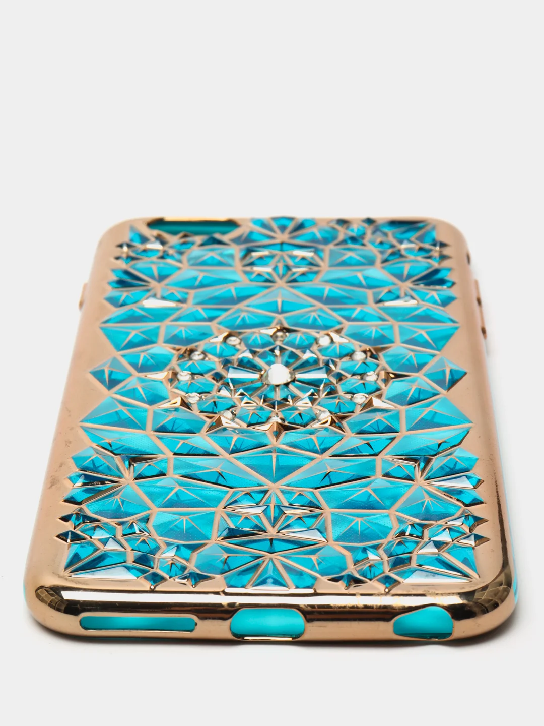 Голубой чехол со стразами на iPhone 6 plus