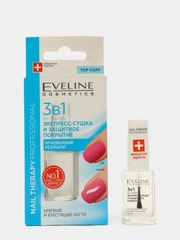 Экспрес-сушка и защитное покрытие 3 в 1 60 СЕКУНД! - EVELINE Nail Therapy Prof., 12мл