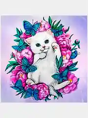 Алмазная мозаика-вышивка "Котенок в цветах", 20 х 20 см, без подрамника