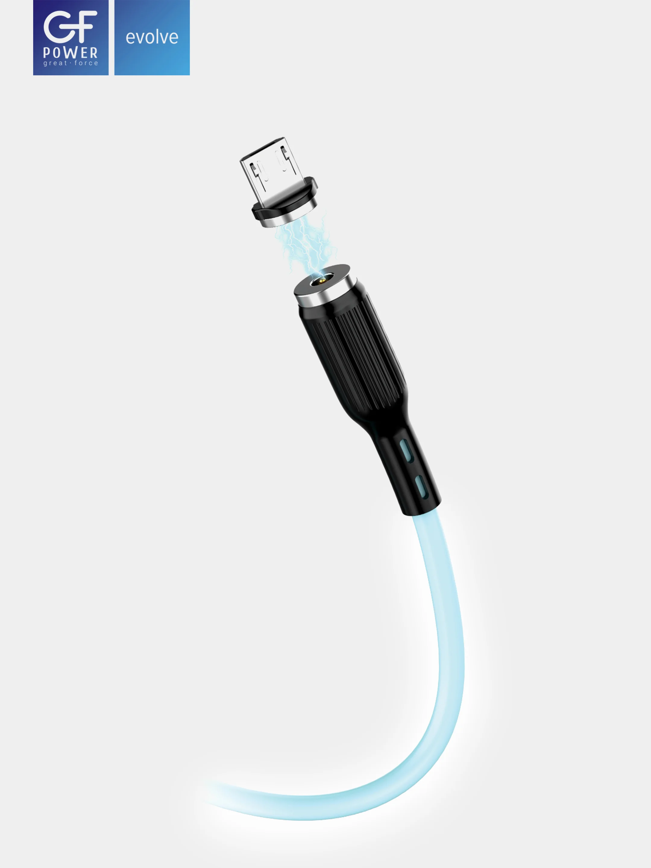 Бирюзовый кабель зарядки GFPower MAG18M Micro-USB, магнитный, 1 м, 2.4 A, Android