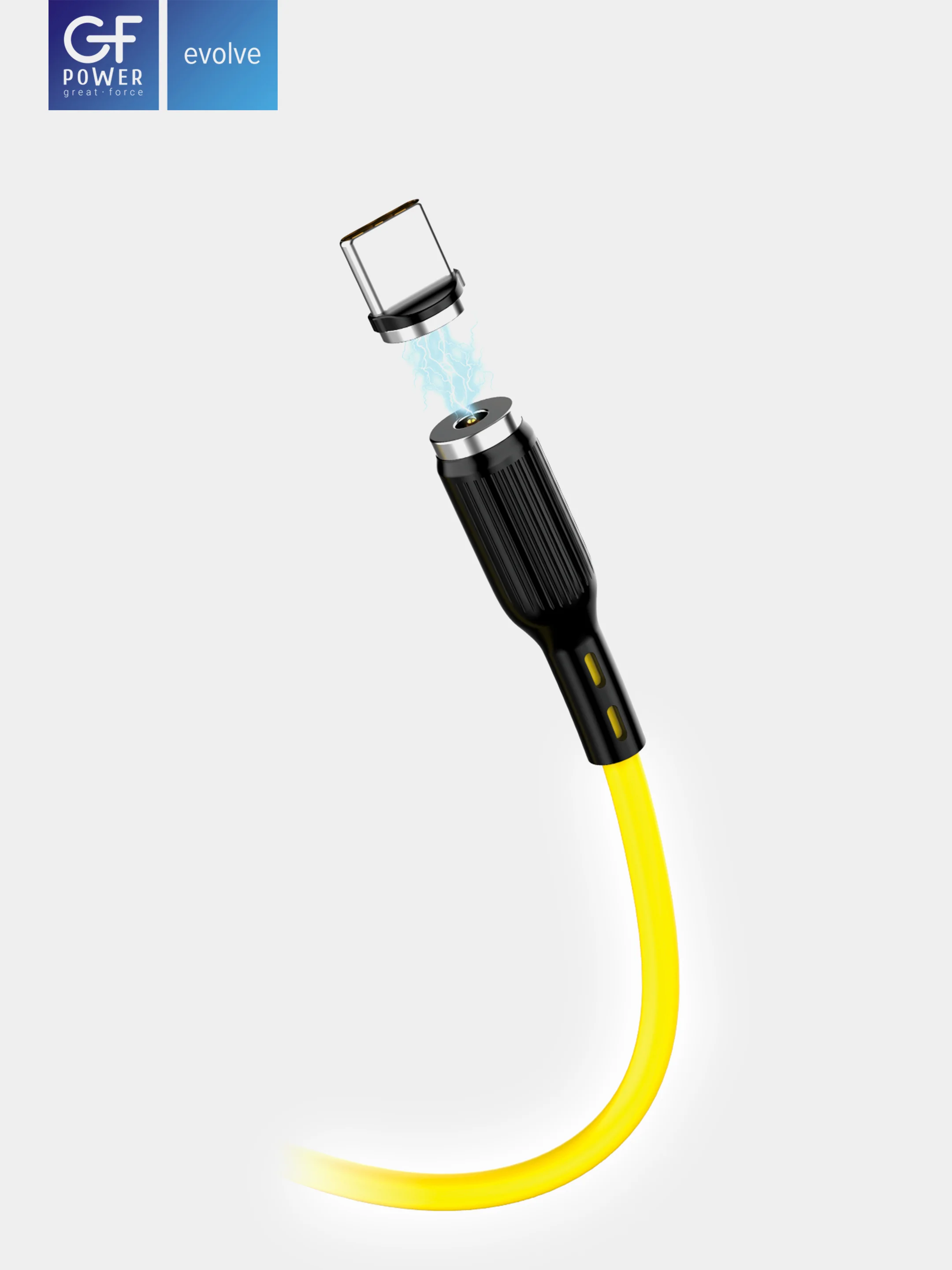 Желтый кабель зарядки Type-C GFPower MAG18T, магнитный, 1 метр, 2.4A, Android