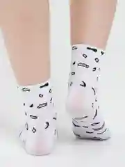 Белый носки женские с рисунком, длинные, цветные