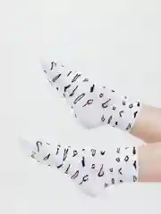 Белый носки женские с рисунком, длинные, цветные