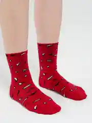 Красный носки женские с рисунком, длинные, цветные