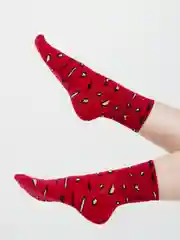 Красный носки женские с рисунком, длинные, цветные