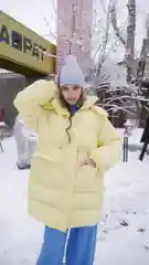 Желтый куртка-зефирка на холлофайбере, зимняя