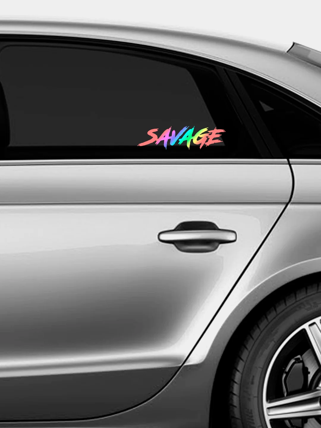 Ледяной savage (ДИКИЙ) - наклейка на авто - белый и переливающийся стикер