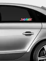 Ледяной savage (ДИКИЙ) - наклейка на авто - белый и переливающийся стикер