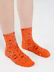 Оранжевый носки женские с рисунком, длинные, цветные