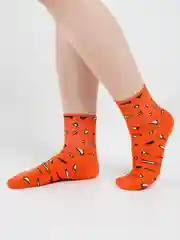 Оранжевый носки женские с рисунком, длинные, цветные