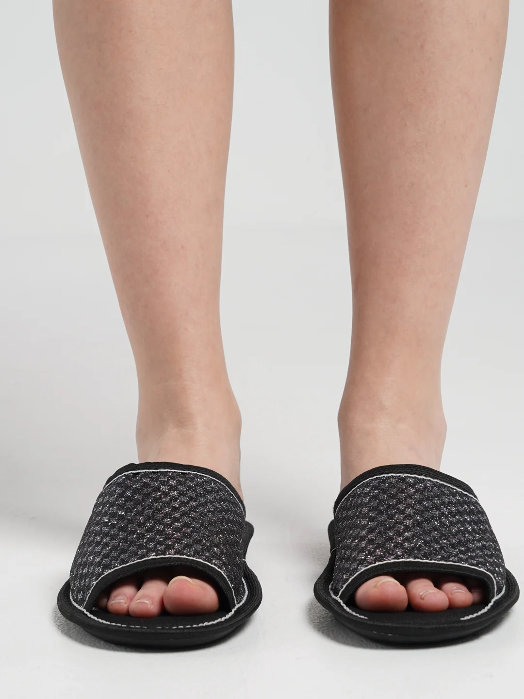 Черный тапочки домашние, женские, с открытым носом, Soft Slippers, 4 цвета