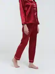 Коралловый пижама женская со штанами, атласная