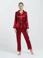 Красный пижама женская со штанами, атласная