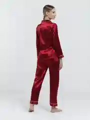 Коралловый пижама женская со штанами, атласная