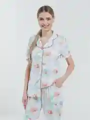 Небесно-голубой пижама женская: брюки и рубашка