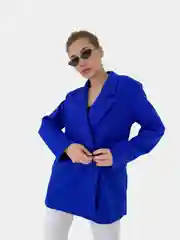 Синий пиджак женский, оверсайз, удлиненный