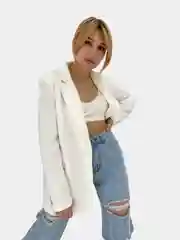 Белый пиджак женский, оверсайз, удлиненный