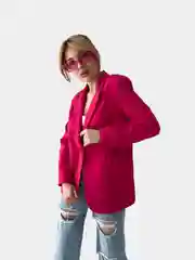Фуксия пиджак женский, оверсайз, удлиненный