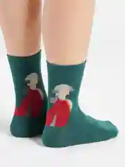 Зеленый носки мужские, высокие, с абстрактным рисунком