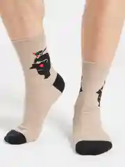 Песочный хаки носки мужские, высокие, с абстрактным рисунком