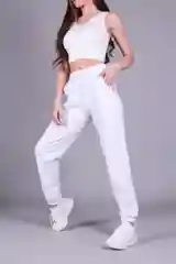 Женские белые спортивные штаны Lacos-98/10 на резинке
