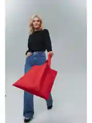 Красный сумка-шоппер из 100% хлопка