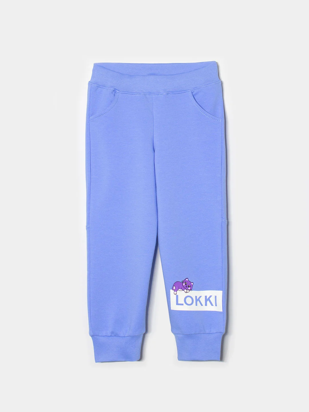 Голубой костюм спортивный из футера для девочки LOKKI, 2131 CUTE, Girls rule