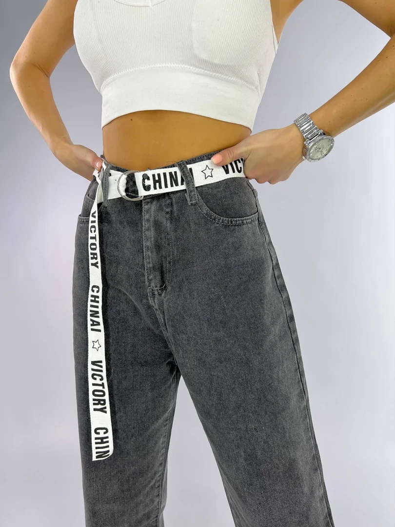 Джинсы женские Mom fit с высокой посадкой, серые