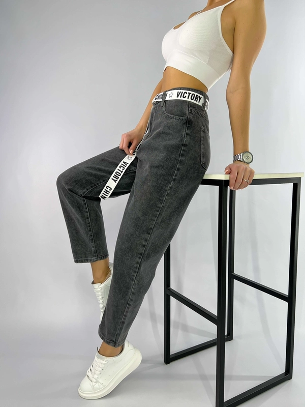 Джинсы женские Mom fit с высокой посадкой, серые