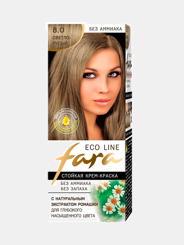 Краска для волос Fara Eco Line, тон 8.0, светло-русый