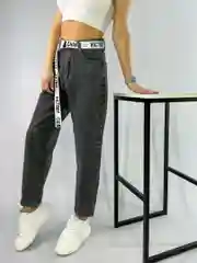 Джинсы женские Mom fit с высокой посадкой, серые