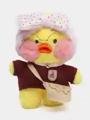 Коралловый мягкая игрушка утенок "Lalafanfan" в одежде и очках, 30 см