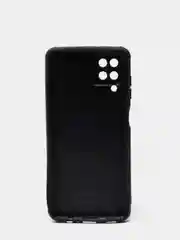 Угольный чехол Samsung A12 силиконовый, матовый, черный по кожу