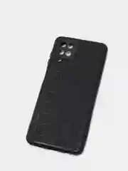 Угольный чехол Samsung A12 силиконовый, матовый, черный по кожу