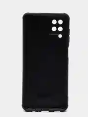 Черный чехол Samsung A12 силиконовый, матовый, черный по кожу