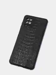Черный чехол Samsung A12 силиконовый, матовый, черный по кожу