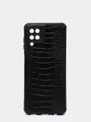 Черный чехол Samsung A12 силиконовый, матовый, черный по кожу