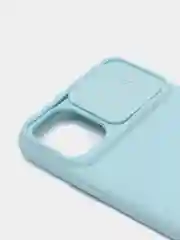 Голубой ребристый чехол с защитой камеры в виде шторки на iPhone 6s/7/8/Plus/SE/20/11/Pro на айфон