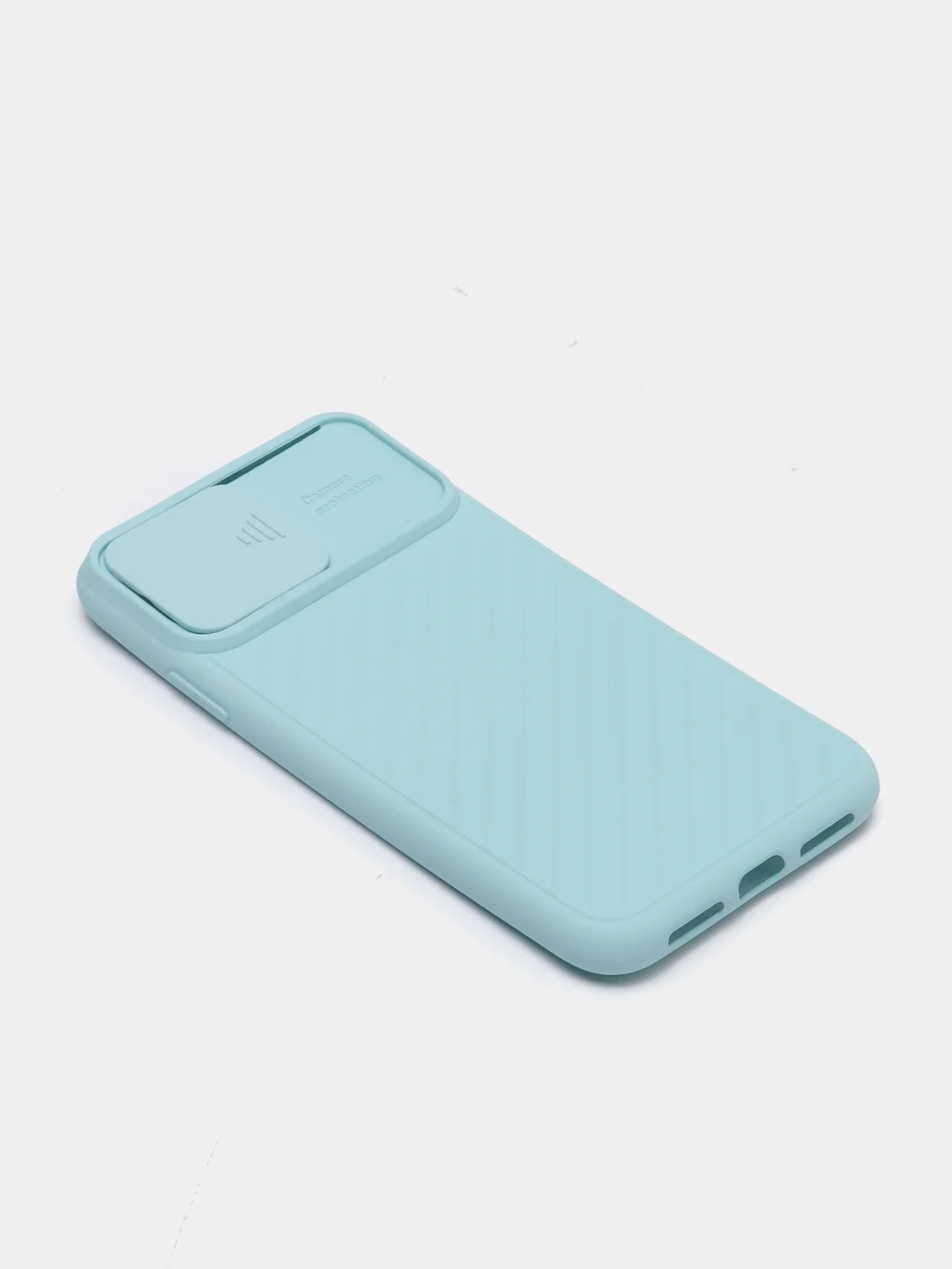 Голубой ребристый чехол с защитой камеры в виде шторки на iPhone 6s/7/8/Plus/SE/20/11/Pro на айфон