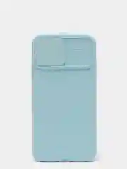 Голубой ребристый чехол с защитой камеры в виде шторки на iPhone 6s/7/8/Plus/SE/20/11/Pro на айфон
