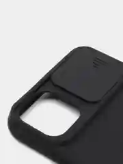 Черный ребристый чехол с защитой камеры в виде шторки на iPhone 6s/7/8/Plus/SE/20/11/Pro на айфон