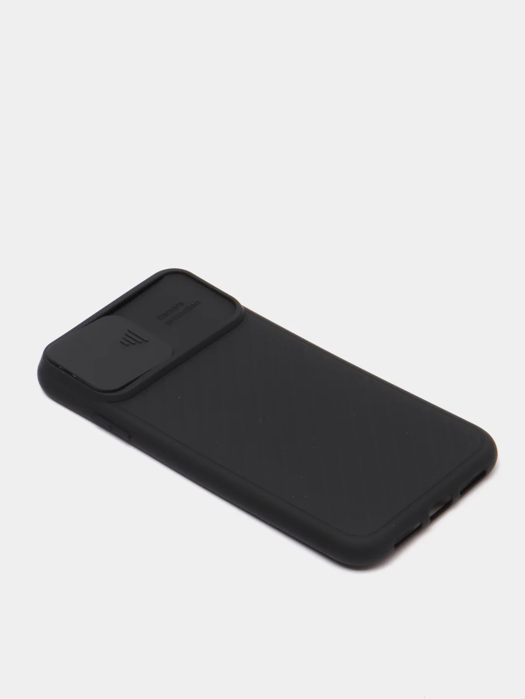 Черный ребристый чехол с защитой камеры в виде шторки на iPhone 6s/7/8/Plus/SE/20/11/Pro на айфон
