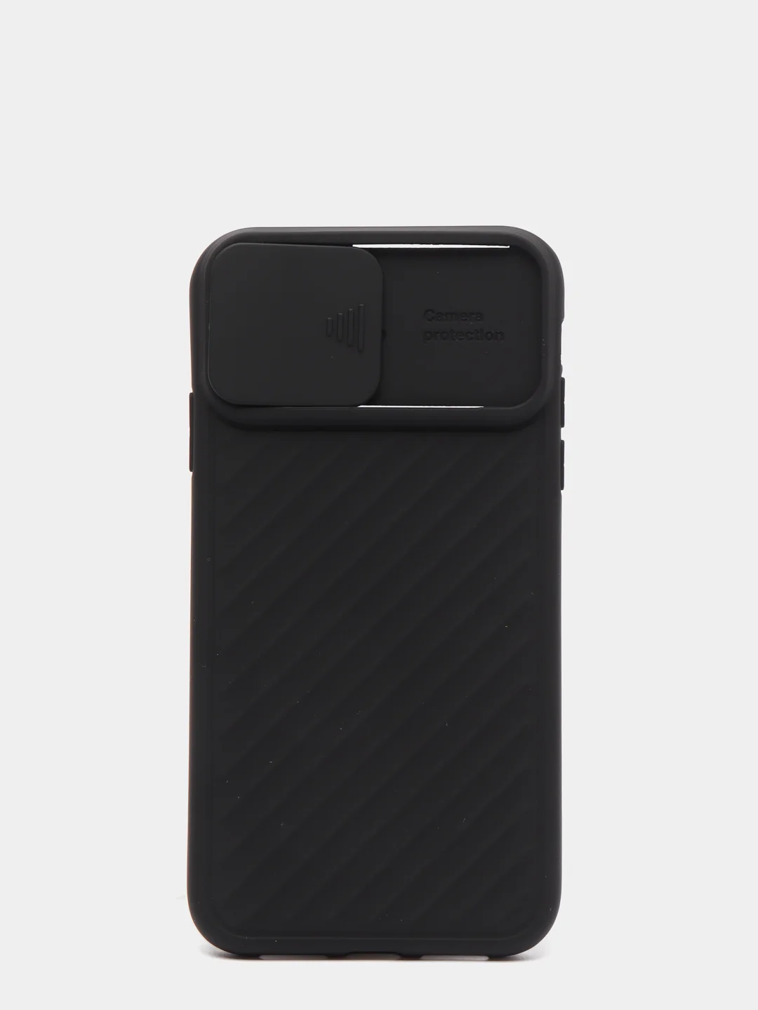 Черный ребристый чехол с защитой камеры в виде шторки на iPhone 6s/7/8/Plus/SE/20/11/Pro на айфон