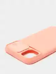 Розовый ребристый чехол с защитой камеры в виде шторки на iPhone 6s/7/8/Plus/SE/20/11/Pro на айфон