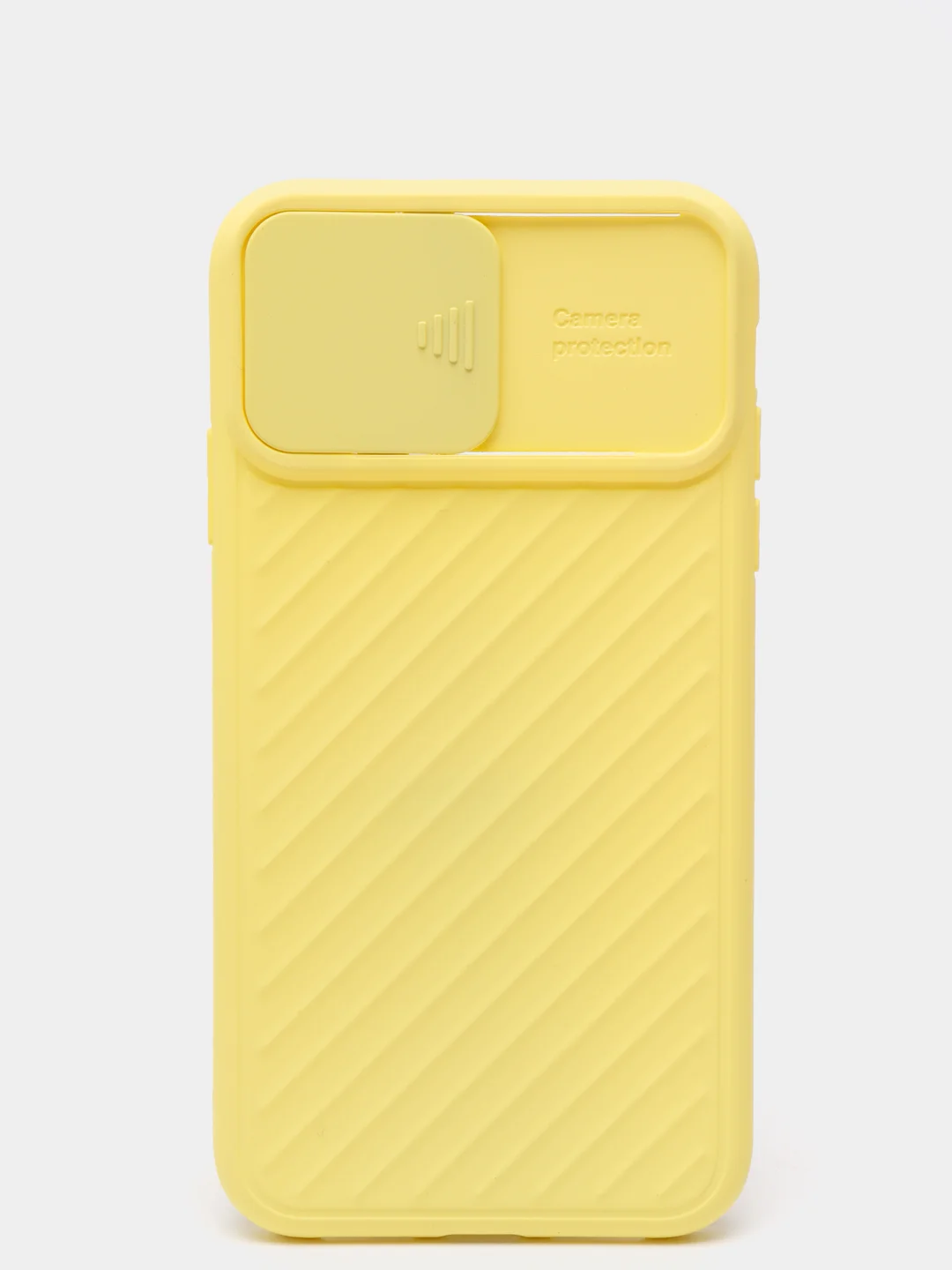 Желтый ребристый чехол с защитой камеры в виде шторки на iPhone 6s/7/8/Plus/SE/20/11/Pro на айфон