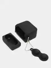 Черный чехол для беспроводных наушников Airpods 1/2, силиконовый с карабином