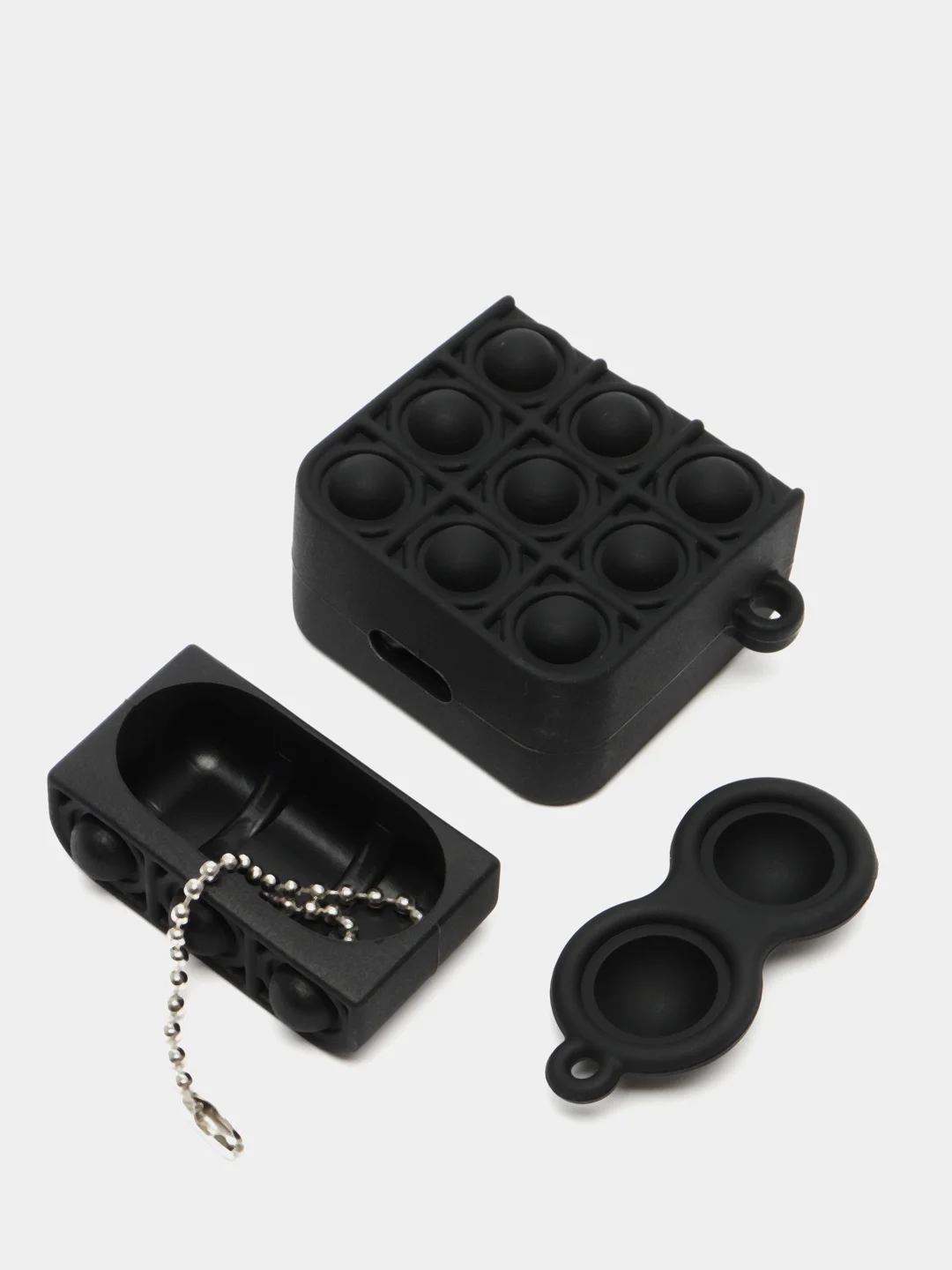 Черный чехол для беспроводных наушников Airpods 1/2, силиконовый с карабином