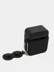 Черный чехол для беспроводных наушников Airpods 1/2, силиконовый с карабином